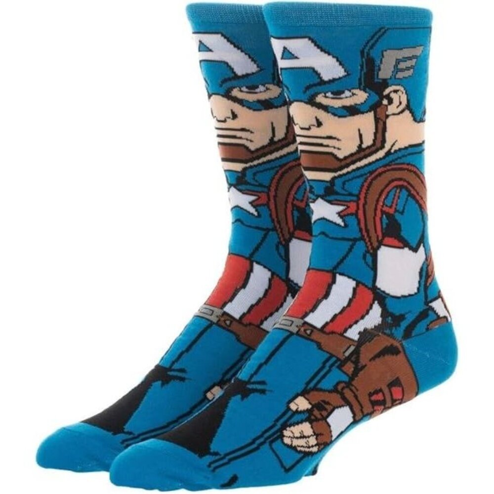Marvel Comics Captain America 360 Character Crew Socks – Unisex